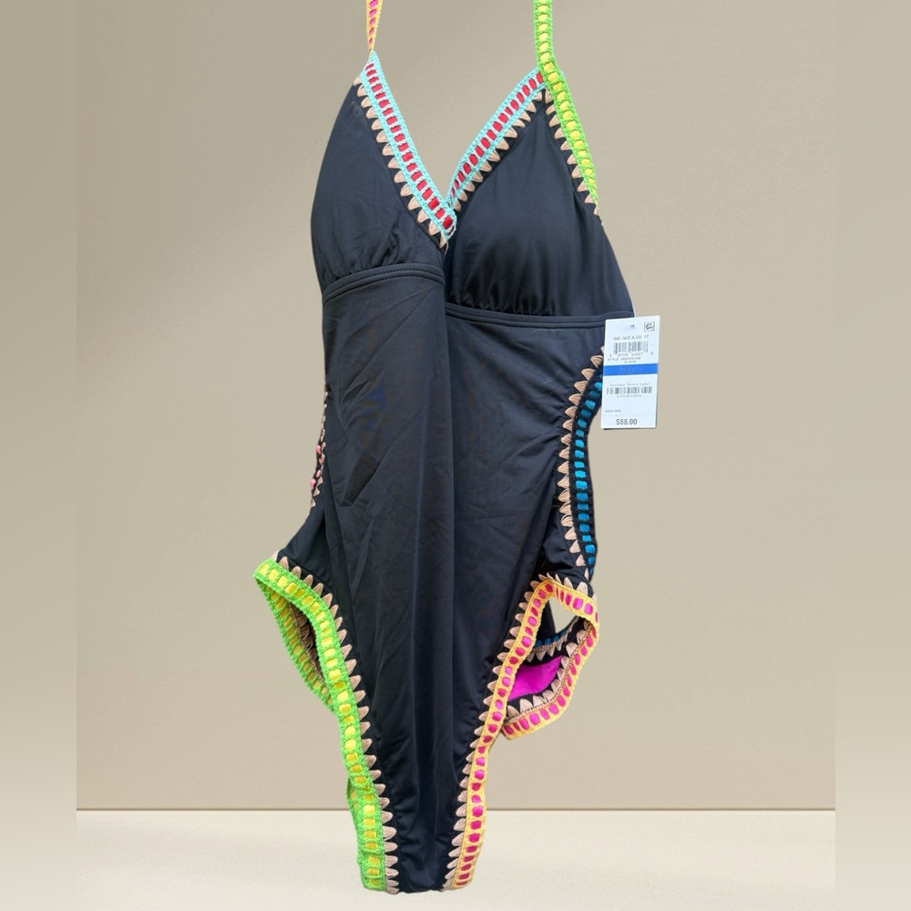 Bar Iii Monokini One-Piece Bathing Suit With Colorful Detail Size Xl Nwt